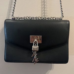 DKNY Elissa Black Silver Charms 90s Y2K Rocker Chc Crossbody Bag